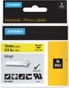 Dymo Rhino Vinyltape 19mm, sort på gul