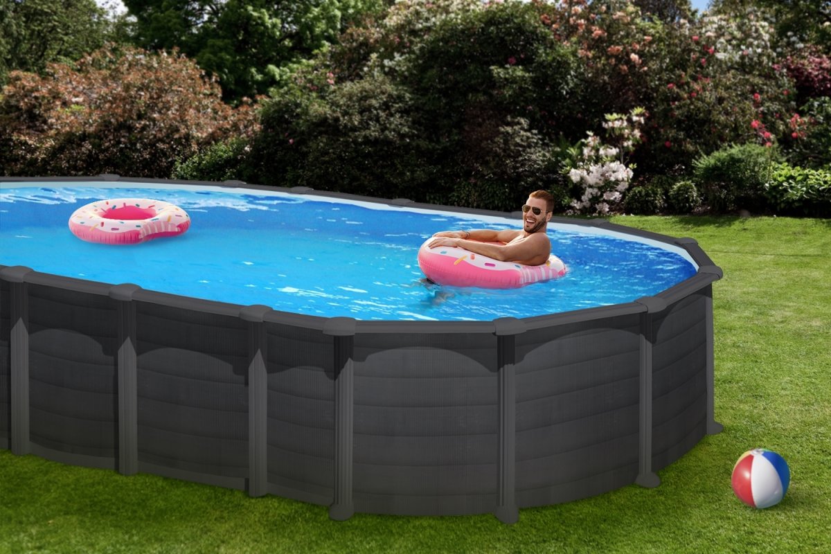 Swim & Fun oval pool 730 x 375 x 132 cm, grafit
