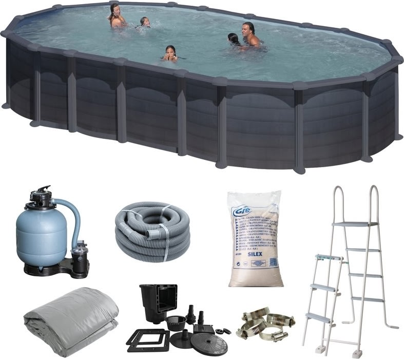 Swim & Fun oval pool 730 x 375 x 132 cm, grafit