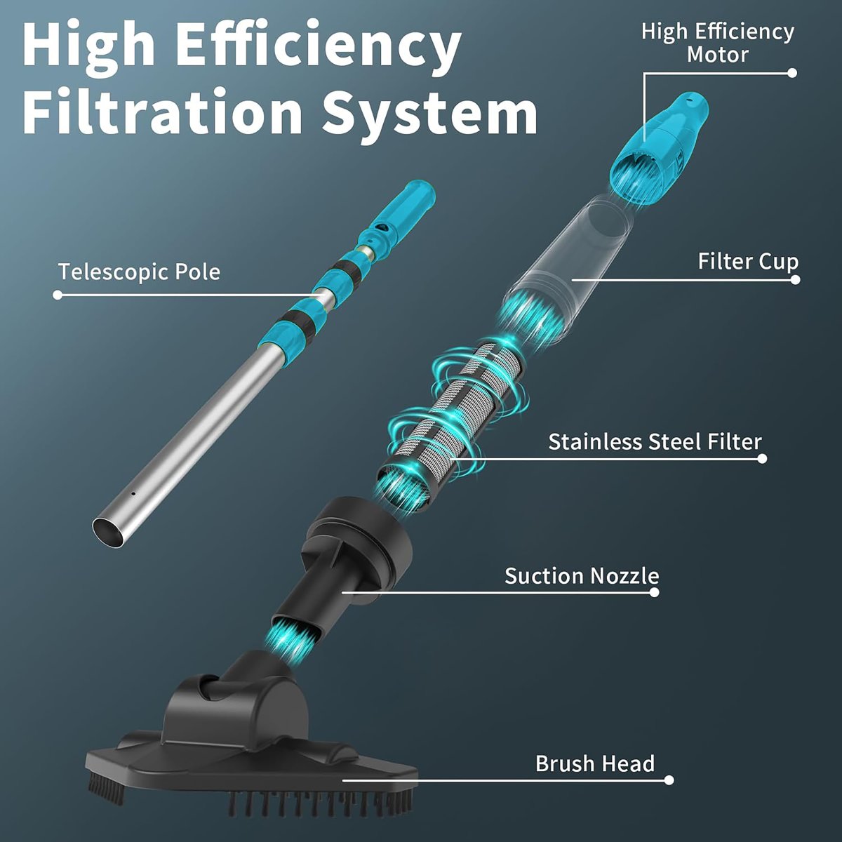 Swim & Fun Genopladelig poolstøvsuger