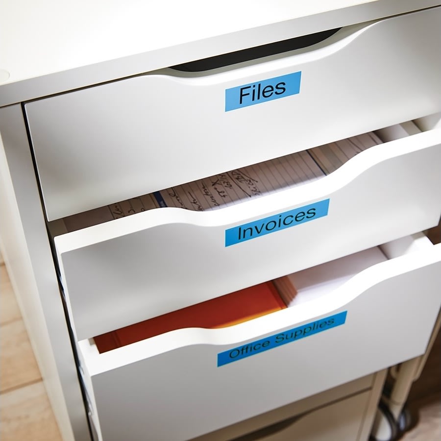 Dymo D1 labeltape 19mm, sort på blå