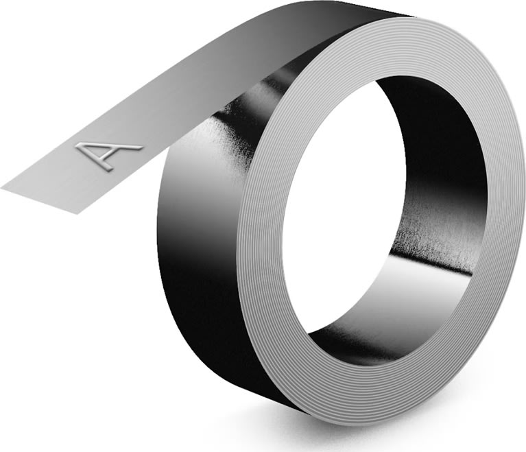 Dymo 3D rustfrit stål prægetape u/lim, 12mm