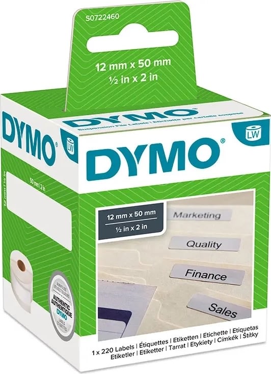 Dymo lW hængemappetiket 12x50 mm