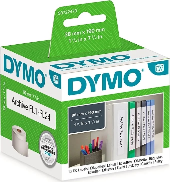Dymo LW brevord. etiket 38x190 mm