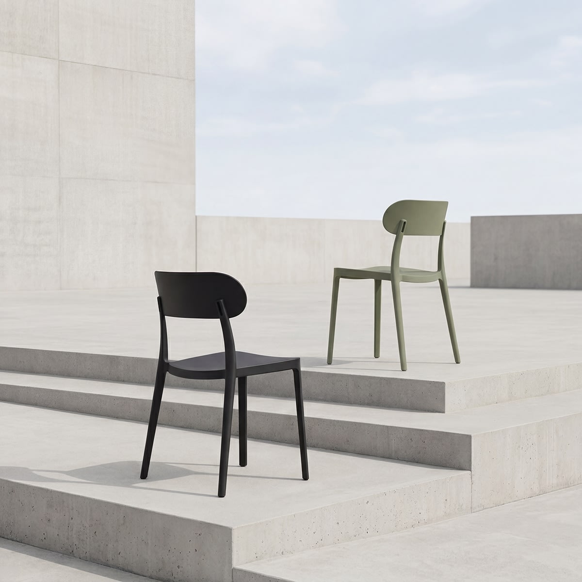 Haiti Havestol, plast, UV, stabelbar, olivengrøn