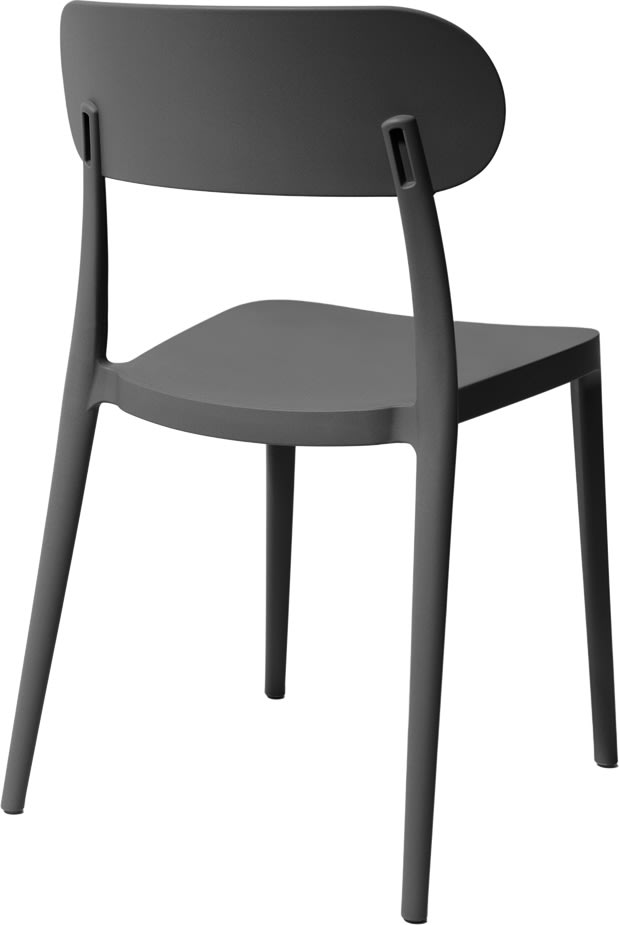 Haiti Havestol, plast, UV, stabelbar, mørkegrå