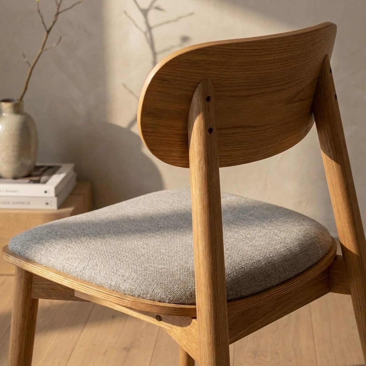 NordicLine kantinestol, eg/polstret sæde