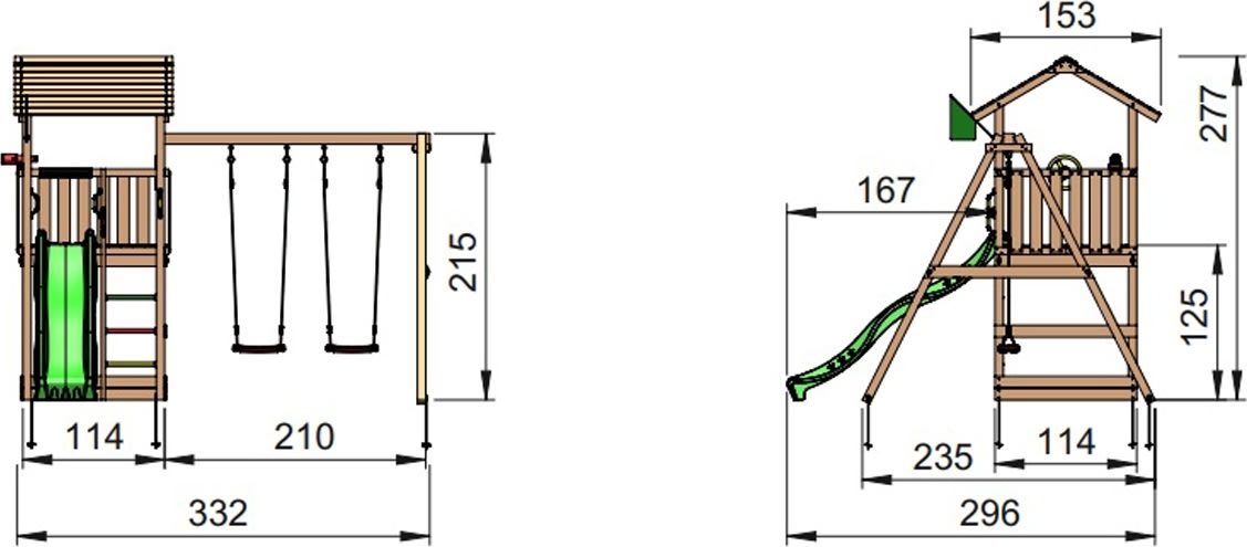 Jungle Gym Casa 2.1 legetårn m/gynger og rutsjeb.