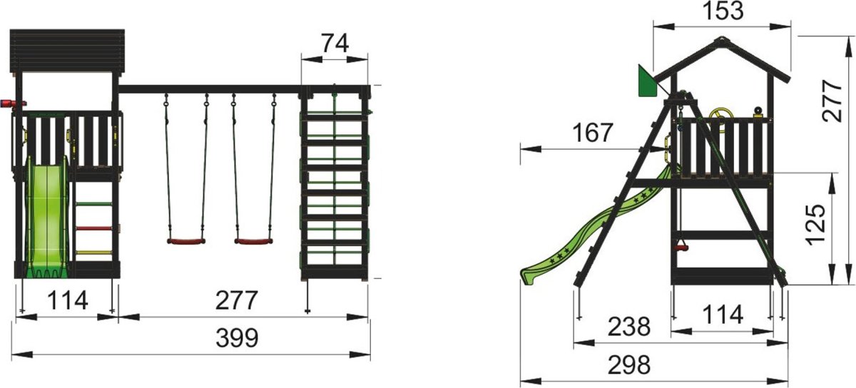 Jungle Gym Casa 2.1 legetårn m/climb og rutsjebane