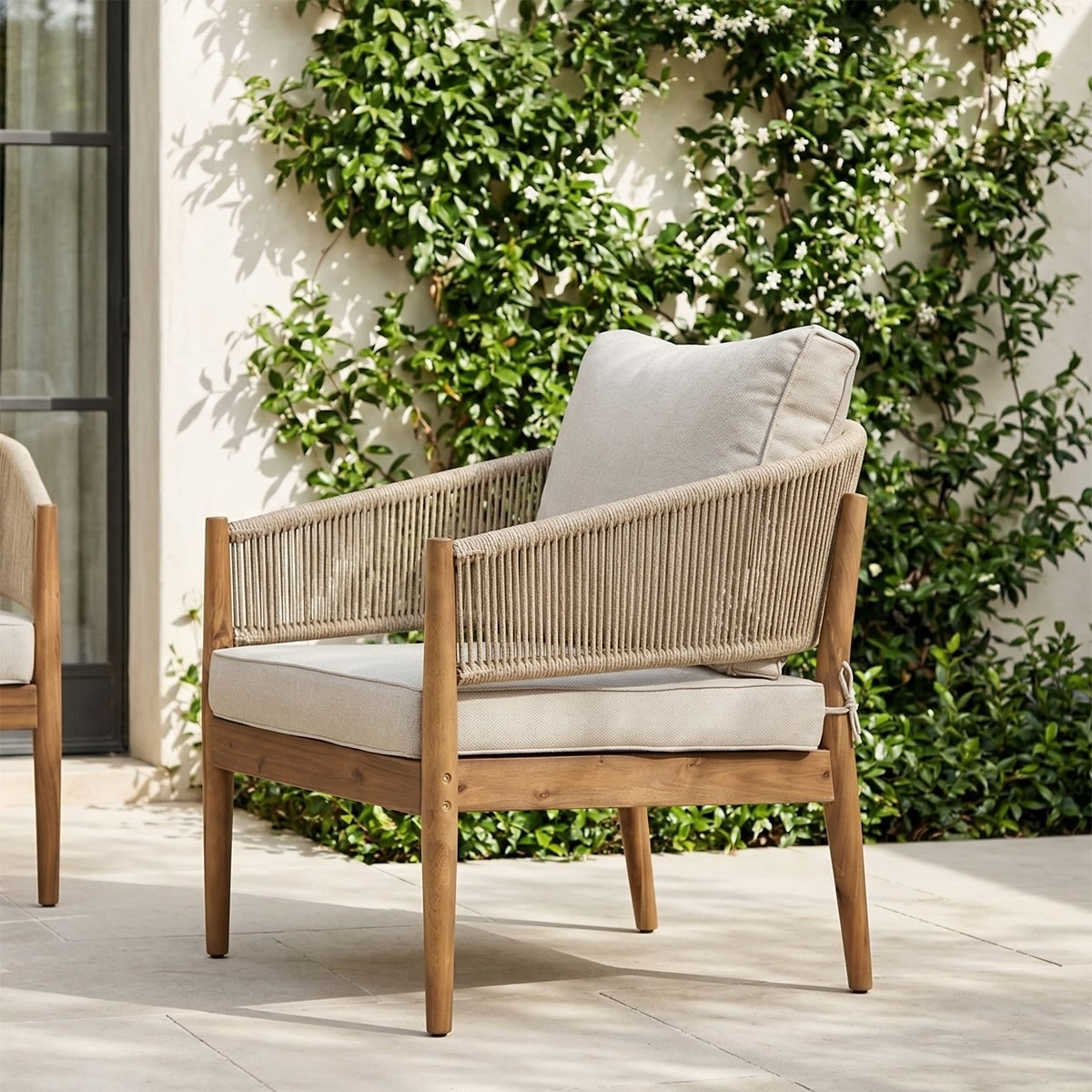 Fiji Loungesæt 4 pers. med hynder, akacietræ/natur