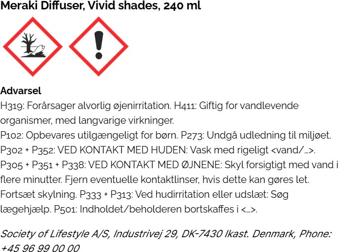 Meraki Duftfrisker m. Pinde, Vivid Shades, 240 ml