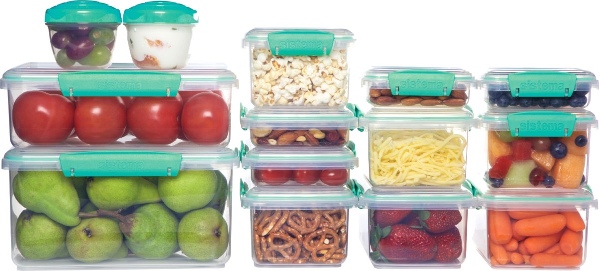 Sistema Klip It+ opbevaringsboks, 28 dele, teal