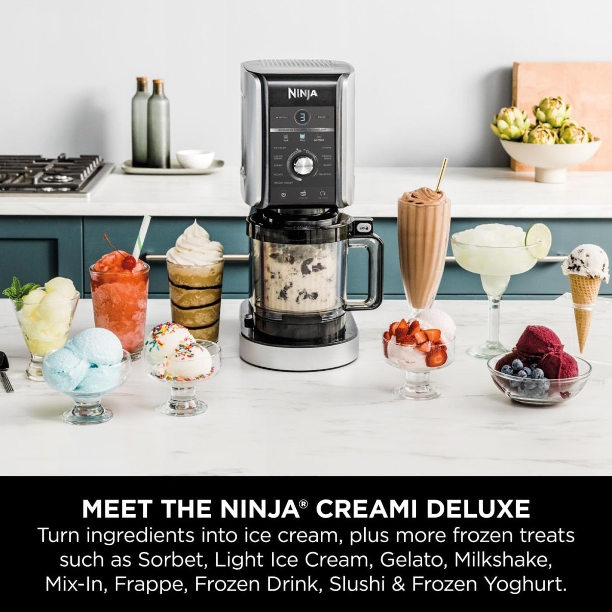 Ninja Creami Sorbetblender -Deluxe709ml Sort/ sølv