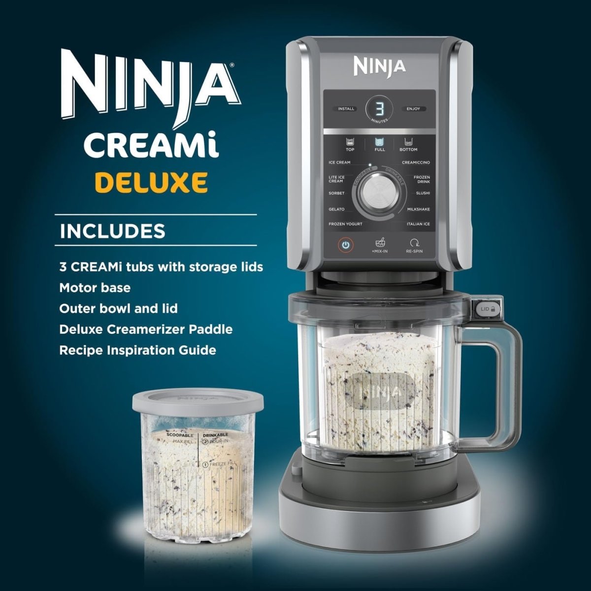 Ninja Creami Sorbetblender -Deluxe709ml Sort/ sølv