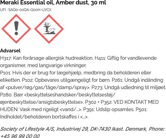Meraki Diffuser m. Lavasten & Træ, Amber Dust