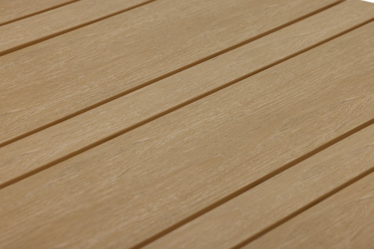 Noah Havebord 150x90cm, teak/sandy grey