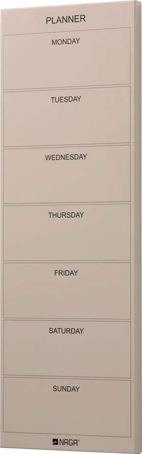 NAGA Magnetisk ståltavle, 20 x 60 cm, ugeplan