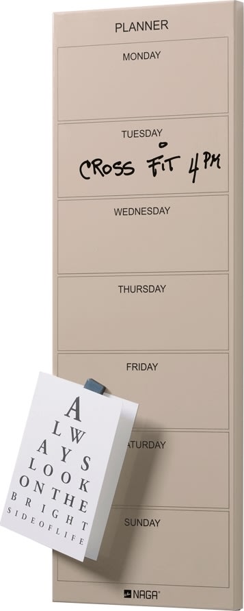 NAGA Magnetisk ståltavle, 20 x 60 cm, ugeplan