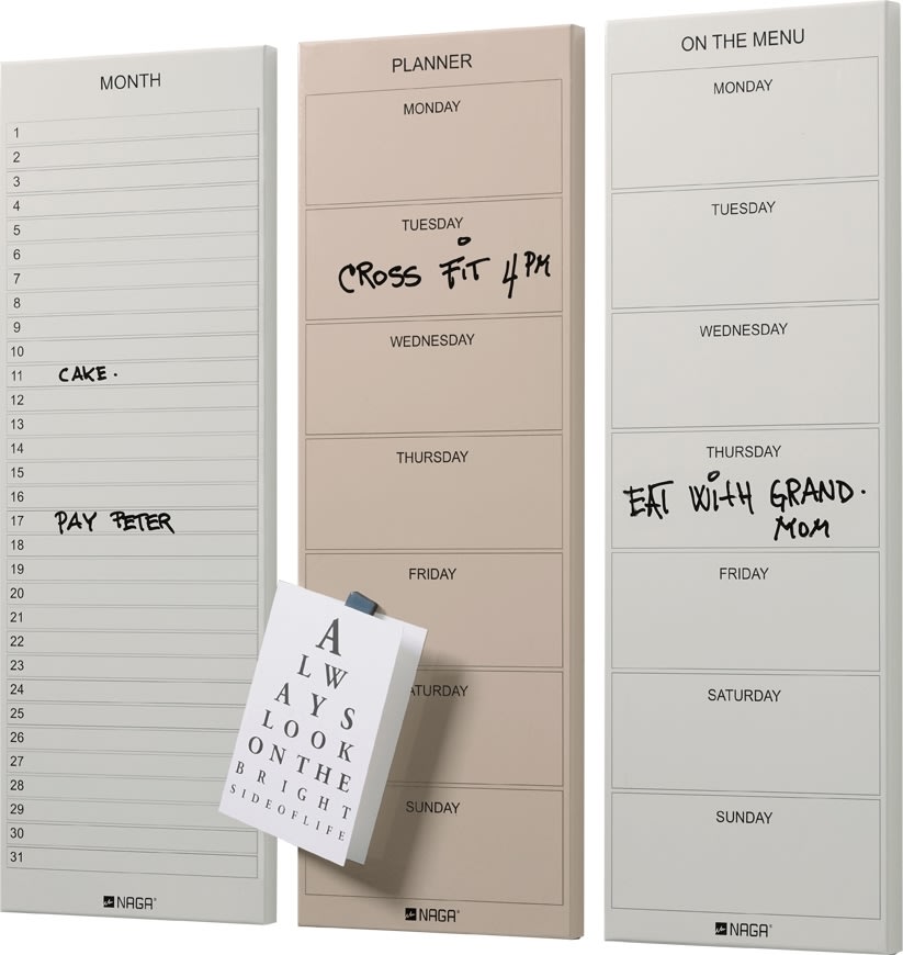 NAGA Magnetisk ståltavle, 20 x 60 cm, ugeplan