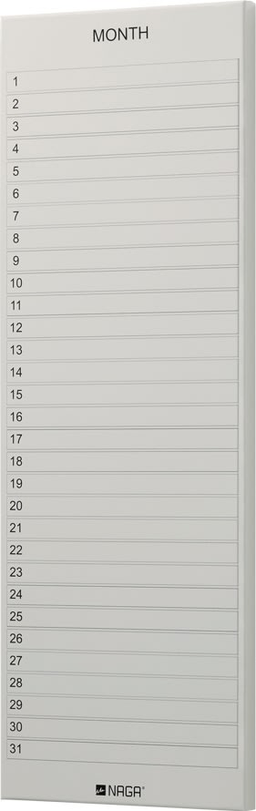 NAGA Magnetisk ståltavle, 20 x 60 cm, månedsplan