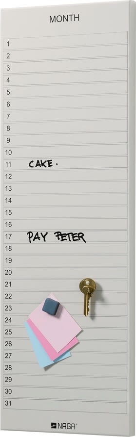 NAGA Magnetisk ståltavle, 20 x 60 cm, månedsplan