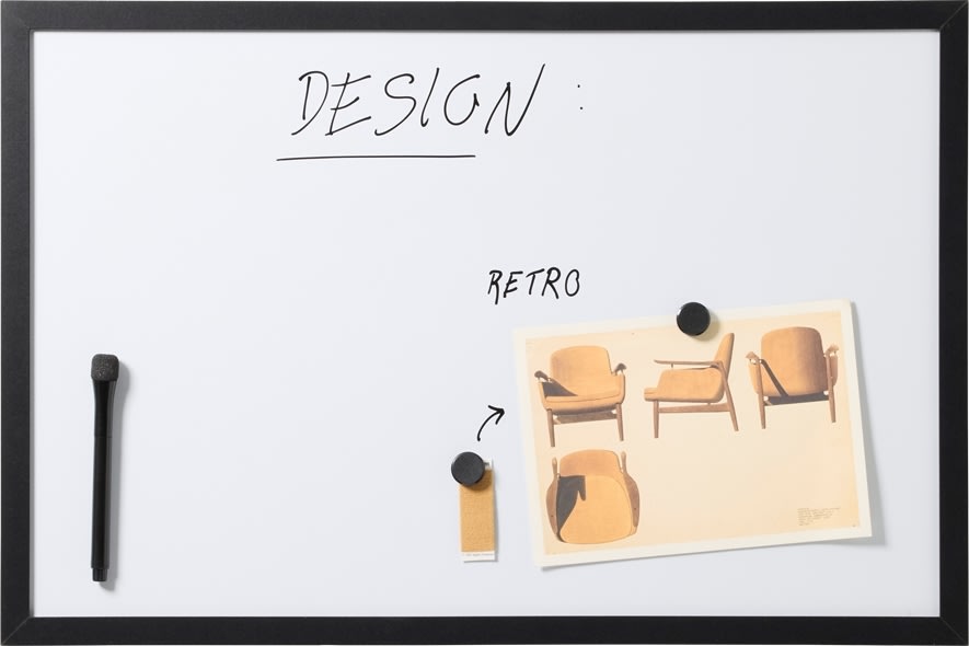 NAGA Magnetisk Whiteboard m/sort ramme, 40 x 60 cm