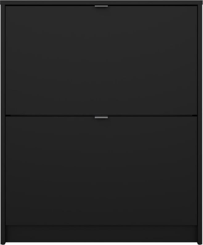 BudgetLine Skoskab m. 2 klaplåger, sort