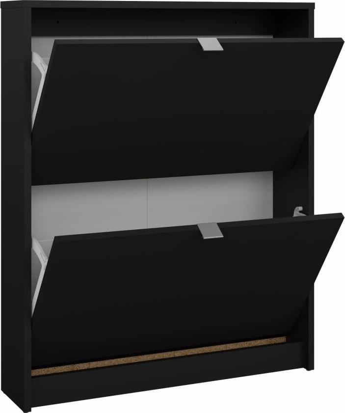 BudgetLine Skoskab m. 2 klaplåger, sort