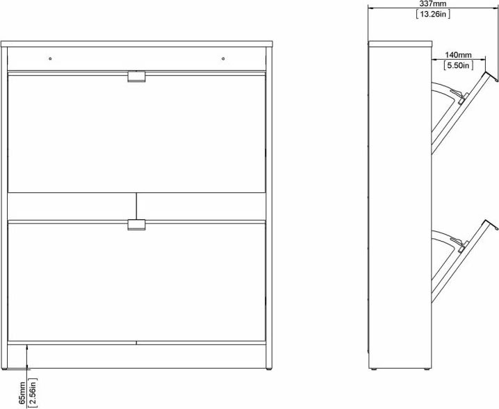 BudgetLine Skoskab m. 2 klaplåger, sort
