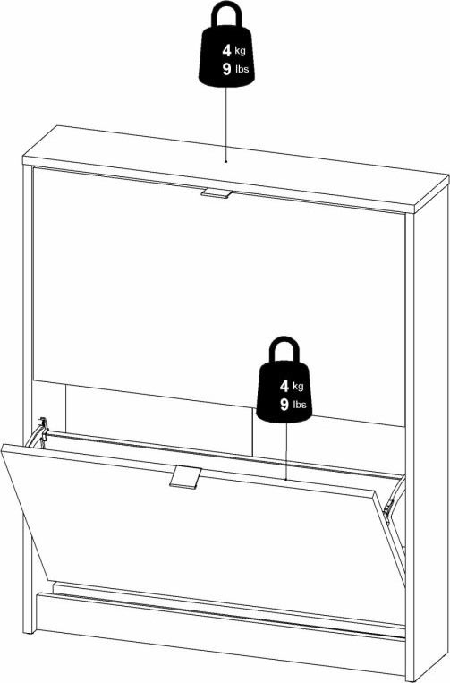 BudgetLine Skoskab m. 2 klaplåger, sort