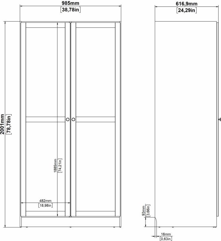 Coreline garderobeskab 2 døre, gråbeige