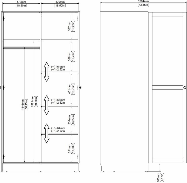 Coreline garderobeskab 2 døre, hvid
