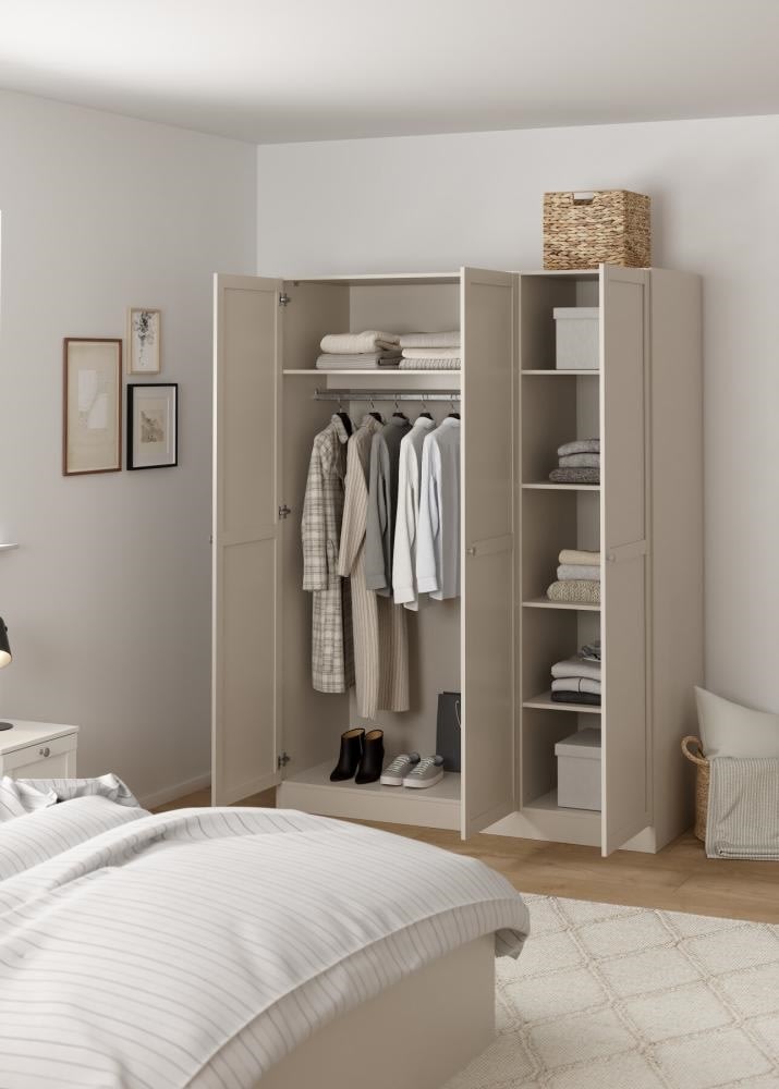 Coreline garderobeskab 3 døre, gråbeige