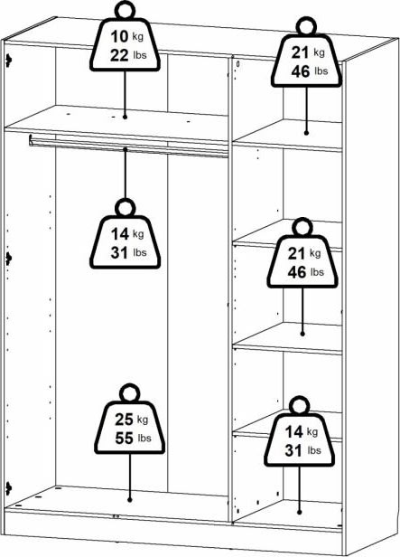 Coreline garderobeskab 3 døre, hvid