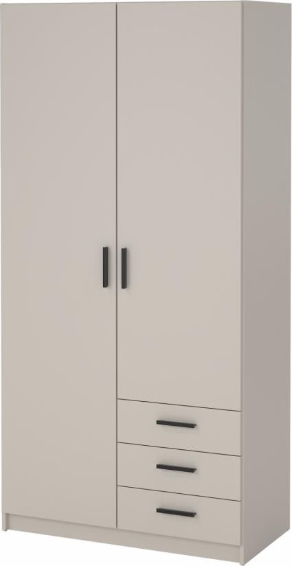 Coreline garderobeskab 2 døre/3 skuffer, gråbeige