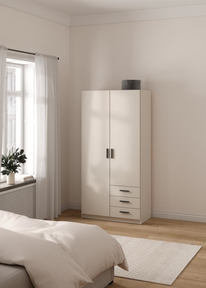 Coreline garderobeskab 2 døre/3 skuffer, gråbeige