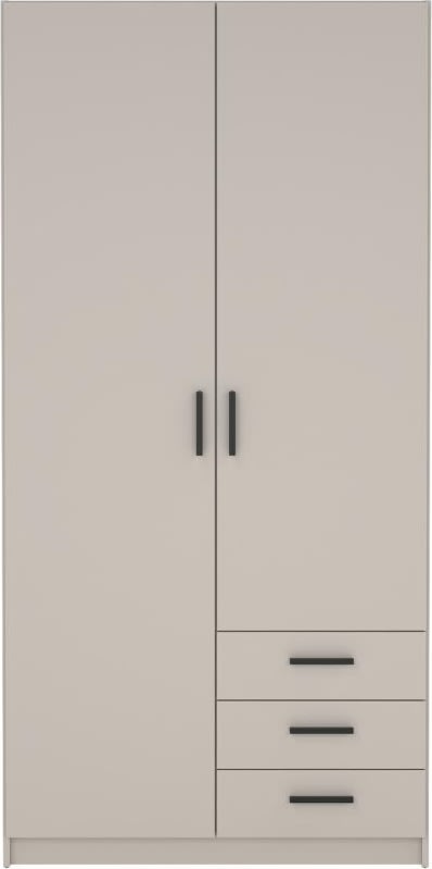 Coreline garderobeskab 2 døre/3 skuffer, gråbeige