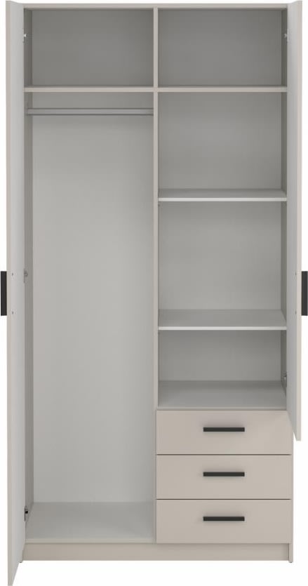 Coreline garderobeskab 2 døre/3 skuffer, gråbeige