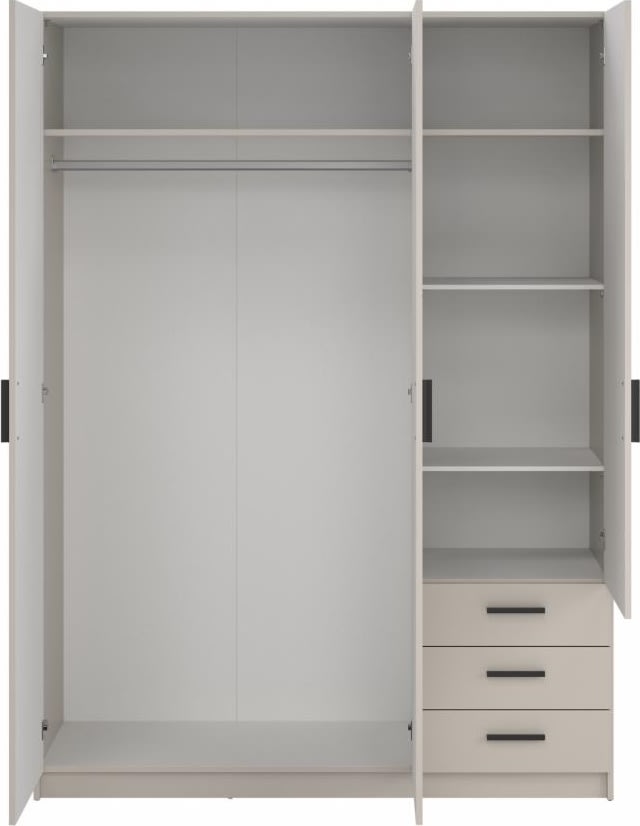 Coreline garderobeskab 3 døre/3 skuffer, gråbeige