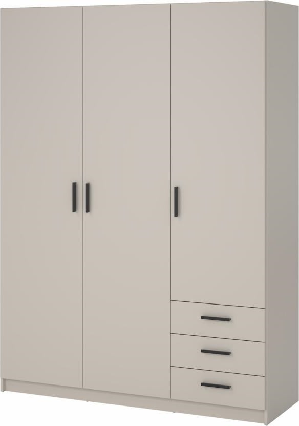 Coreline garderobeskab 3 døre/3 skuffer, gråbeige