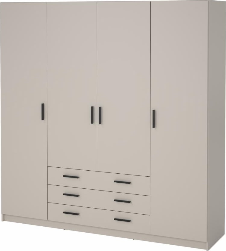 Coreline garderobeskab 4 døre/3 skuffer, gråbeige