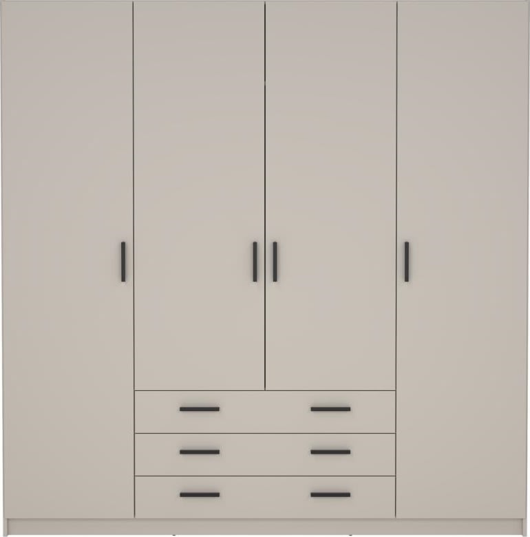 Coreline garderobeskab 4 døre/3 skuffer, gråbeige