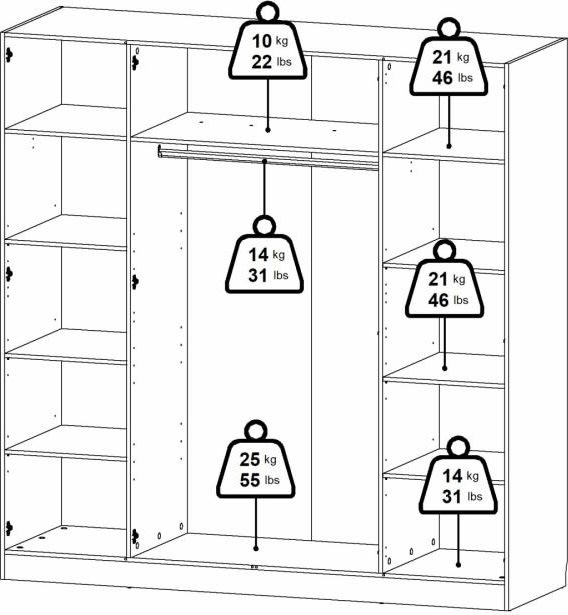 Coreline garderobeskab 4 døre, eg