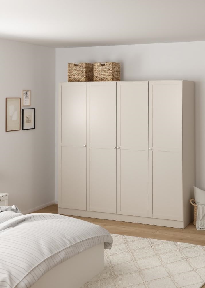 Coreline garderobeskab 4 døre, gråbeige