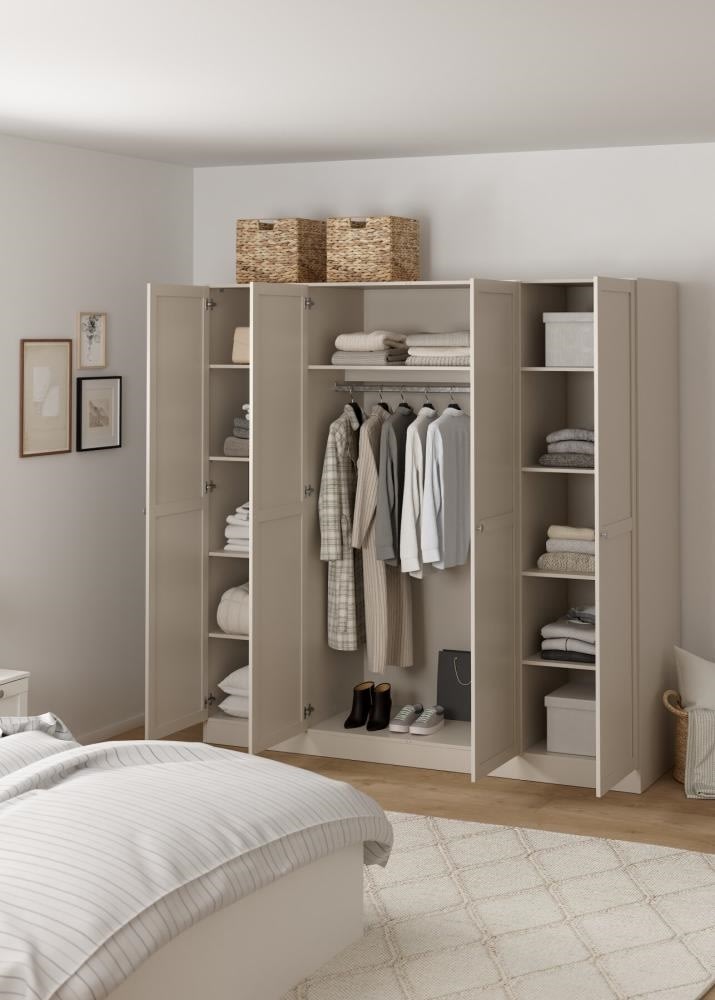 Coreline garderobeskab 4 døre, gråbeige