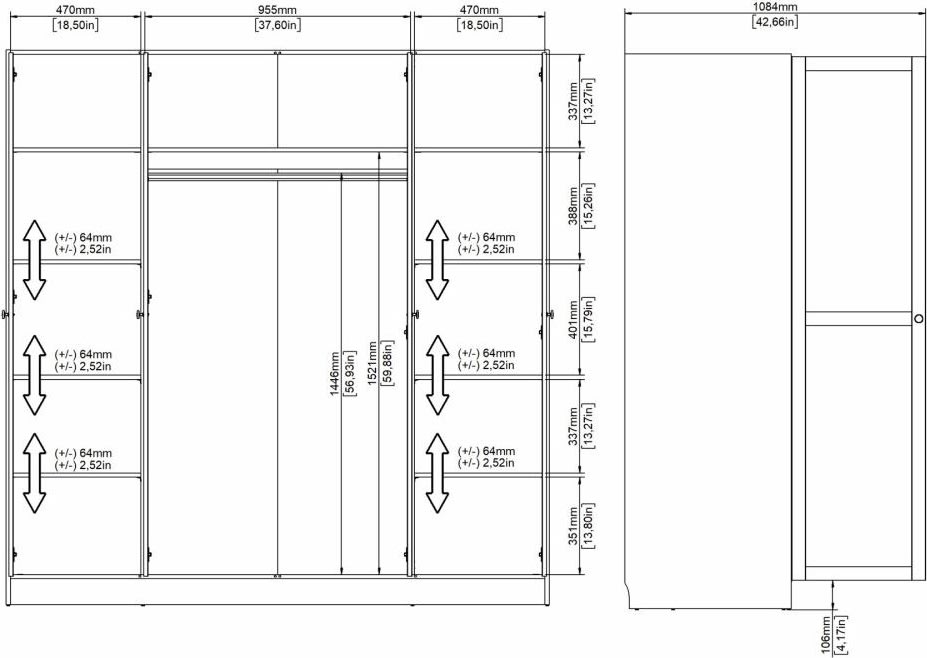 Coreline garderobeskab 4 døre, hvid