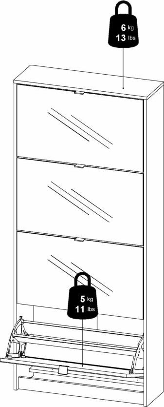 Coreline skoskab 4 låger/8 rum, spejl/hvid