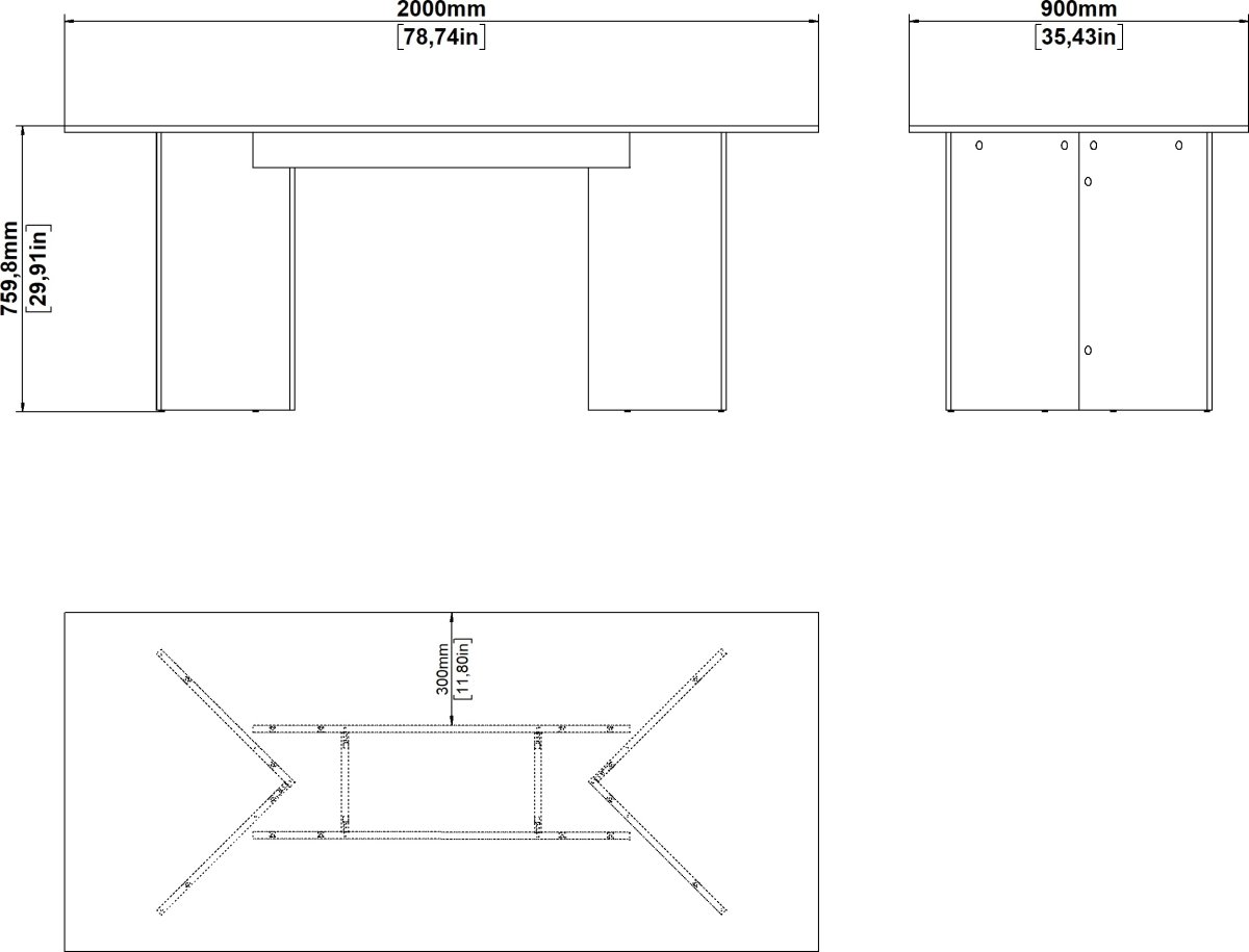 Serveline konferencebord 90x200, gråbeige
