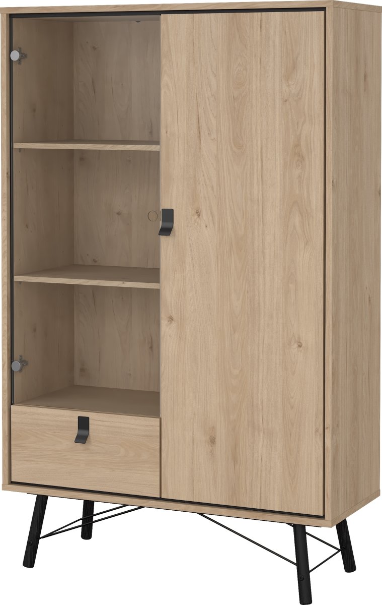 Serveline vitrineskab 2 døre/1 skuffe, eg