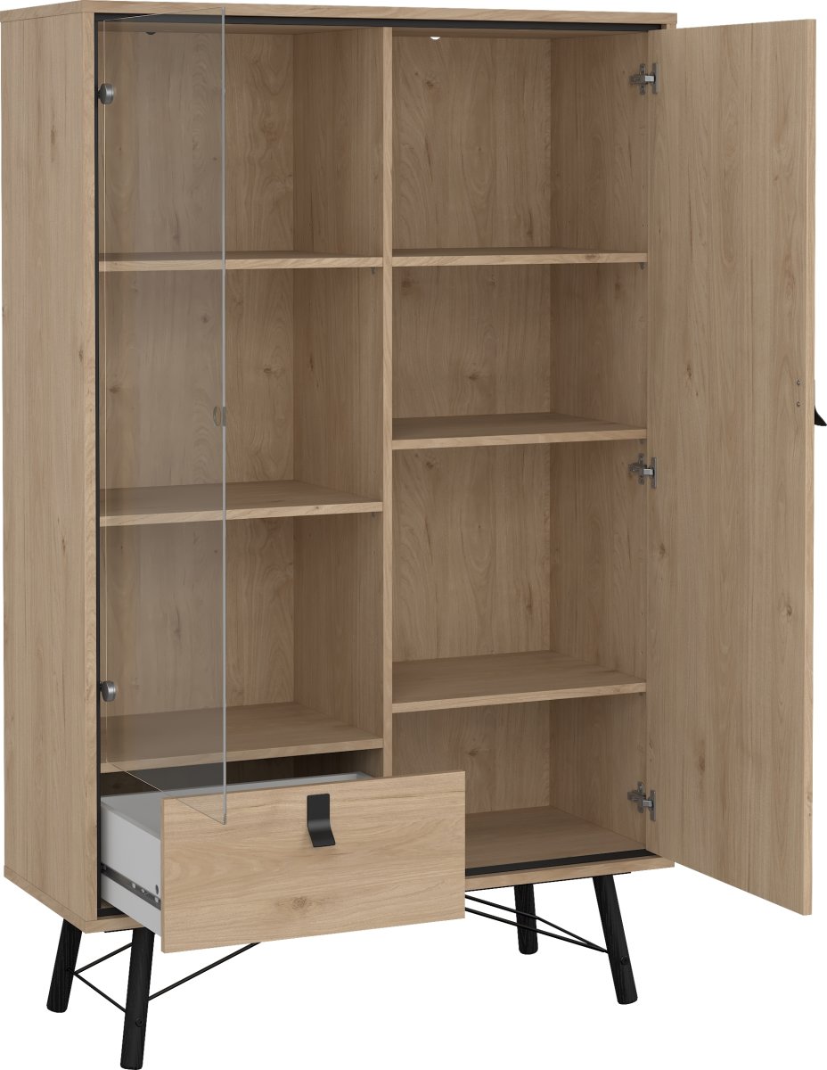 Serveline vitrineskab 2 døre/1 skuffe, eg